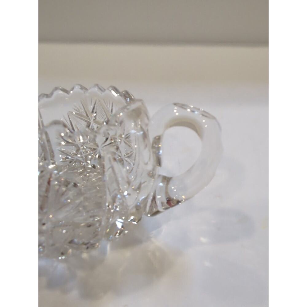 Antique APB Cut Crystal Sugar Bowl, Sawtooth Rim, Two Handles - Picture 3 of 9